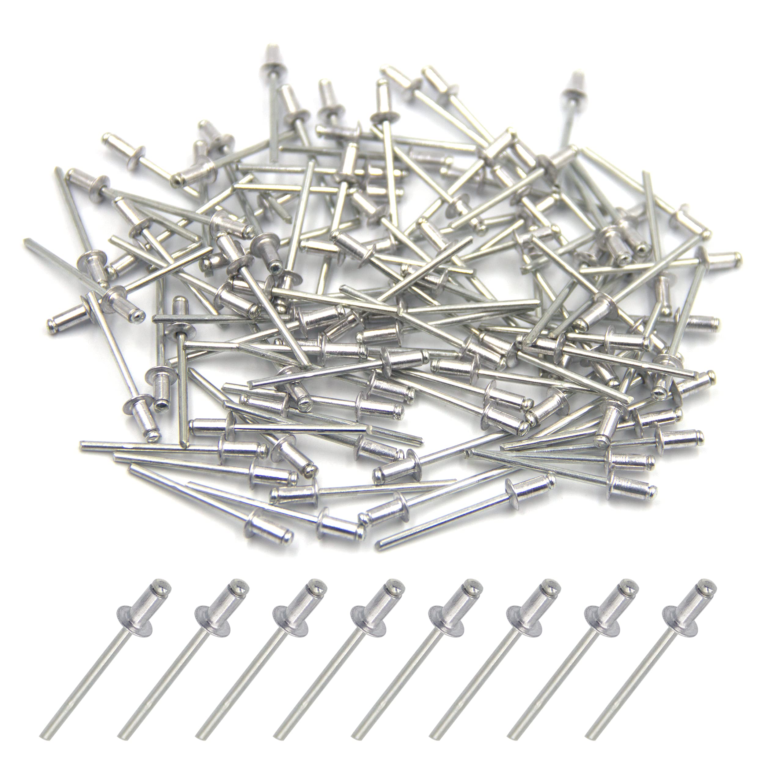 BESTYCHAO 100pcs Aluminium Blind Rivet 3.2mm x 6mm, Open End Rivet Pop Rivet, Pack of 100 (Silver) — image 1