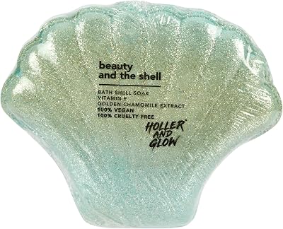 Holler and Glow Shell Bath Bomb Peach Scented Vitamin E Golden Chamomile Vegan