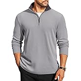 COOFANDY Mens Quarter Zip Pullover Lightweight Sweater Casual Long Sleeve Corduroy Half Zip Sweatshirt