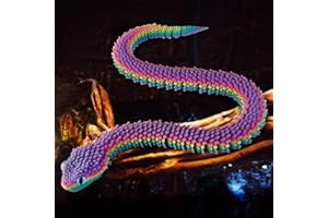 TITIC 3D Printed Snake Animals Toys, Articulated Flexible 3D Printed Viper Fidget Toy, Realistic Slithering Design, Home Office Executive Desk Decor (Candy, 12 in)