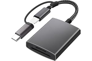 BKYMPR SD Card Reader for iPhone iPad, Dual Lightning & USB-C Connector Memory SD Card Adapter, Support SD/MicroSD Cards, High-Speed Trail Camera Viewer, Plug and Play - Grey