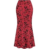 BTFBM Womens Floral Mesh Maxi Skirt 2026 Spring Summer Elastic High Waisted Boho Elegant Mermaid Long Skirts for Women