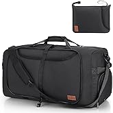 80L Duffle Bag for Travel, Large Foldable Waterproof Travel Duffel Bags Weekender Overnight Bag for Men and Women with Shoe Compartment (Black)