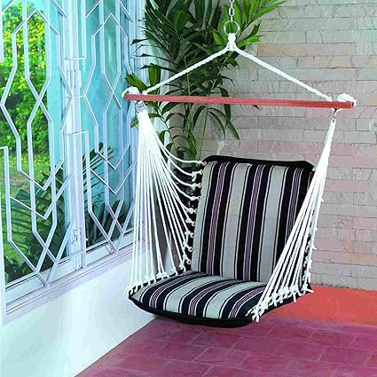 Oak N Oak Comfortable & Relaxing Indoor & Outdoor Hanging Chair Furniture/Hanging Hammock Chair Swing/Hanging Rope Swing Chair/Garden Hanging Chairs/Patio Swing Seat for Backyard, Bed Room, Porch, Beach - Tropical Palm Stripe