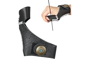 TOPARCHERY Genuine Cowhide Finger Tabs Thumb Ring Protector Recurve Bow Traditional Bow Hand Adjustable Fit Men Women Youth