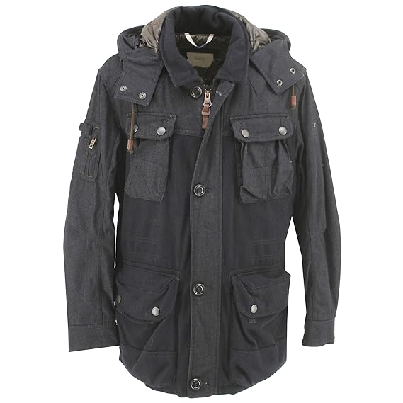 camel active, Herren Wintterjacke,Woll-Jeans-Parka wattiert,Black Denim [21308]