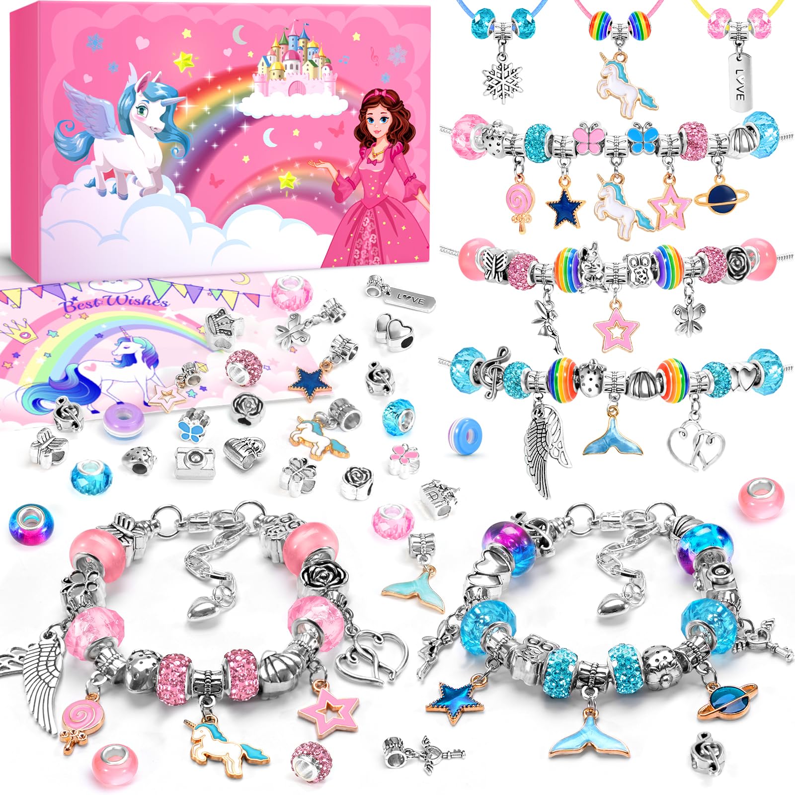 INOMO Unicorn Gifts for Girls, Jewellery Bracelet Making Kit, Gifts for Teenage Girls Easter Crafts Gifts for Kids, Arts and Crafts for Kids Girls Toys Age 8-12, Girls Birthday Gifts