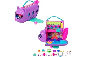 Polly Pocket Dolls and Playset, Kitty Airways Airplane, Travel Toy with 2 Micro Dolls and Pet, Spinning Stage and Accessories (Amazon Exclusive)