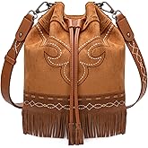 Montana West Aztec Bucket Bags for Women Western Fringe Crossbody Bag Ladies Vintage Drawstring Bucket Bag