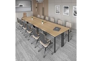 Bonzy Home Conference Tables 14ft Office Computer Desk for Meeting Room Study Writing Printer Table Office Computer Desk for 16 People Rustic Vintage Natural 6PCS (165.3"x47.2"x29.5")