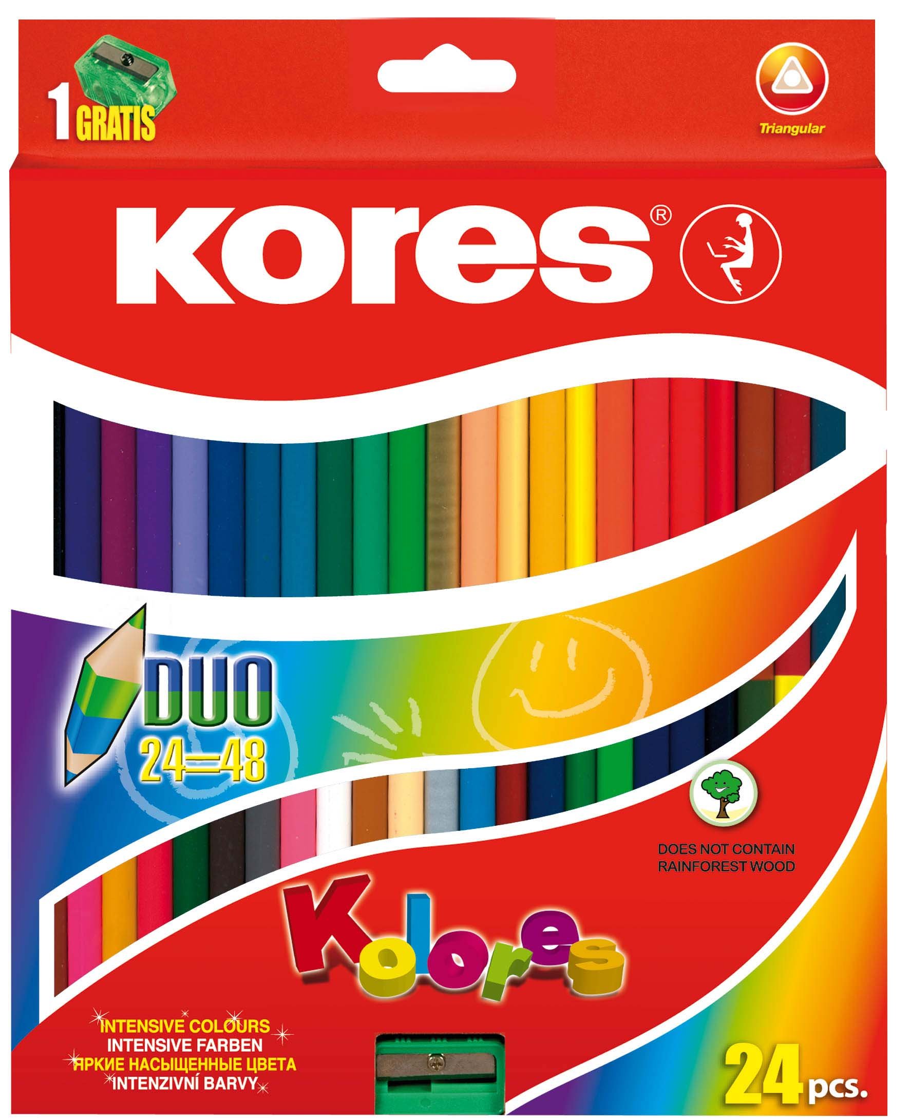 Kores Kolores Duo Coloured Pencils, Double, Triang., 24 Pencils / 48 Colours, 93224