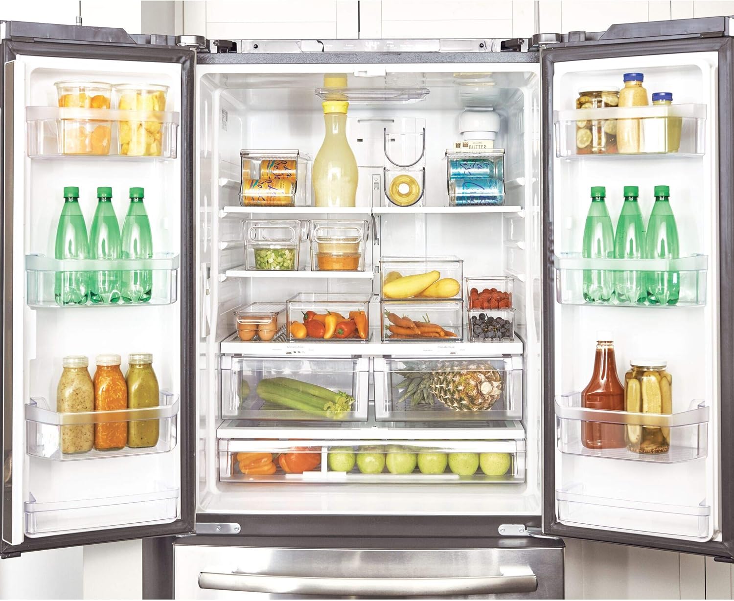 iDesign Fridge Binz BPA-Free Plastic Beverage Can Organizer with Lid - 13.84" x 5.7" x 5.8", Clear: Home & Kitchen