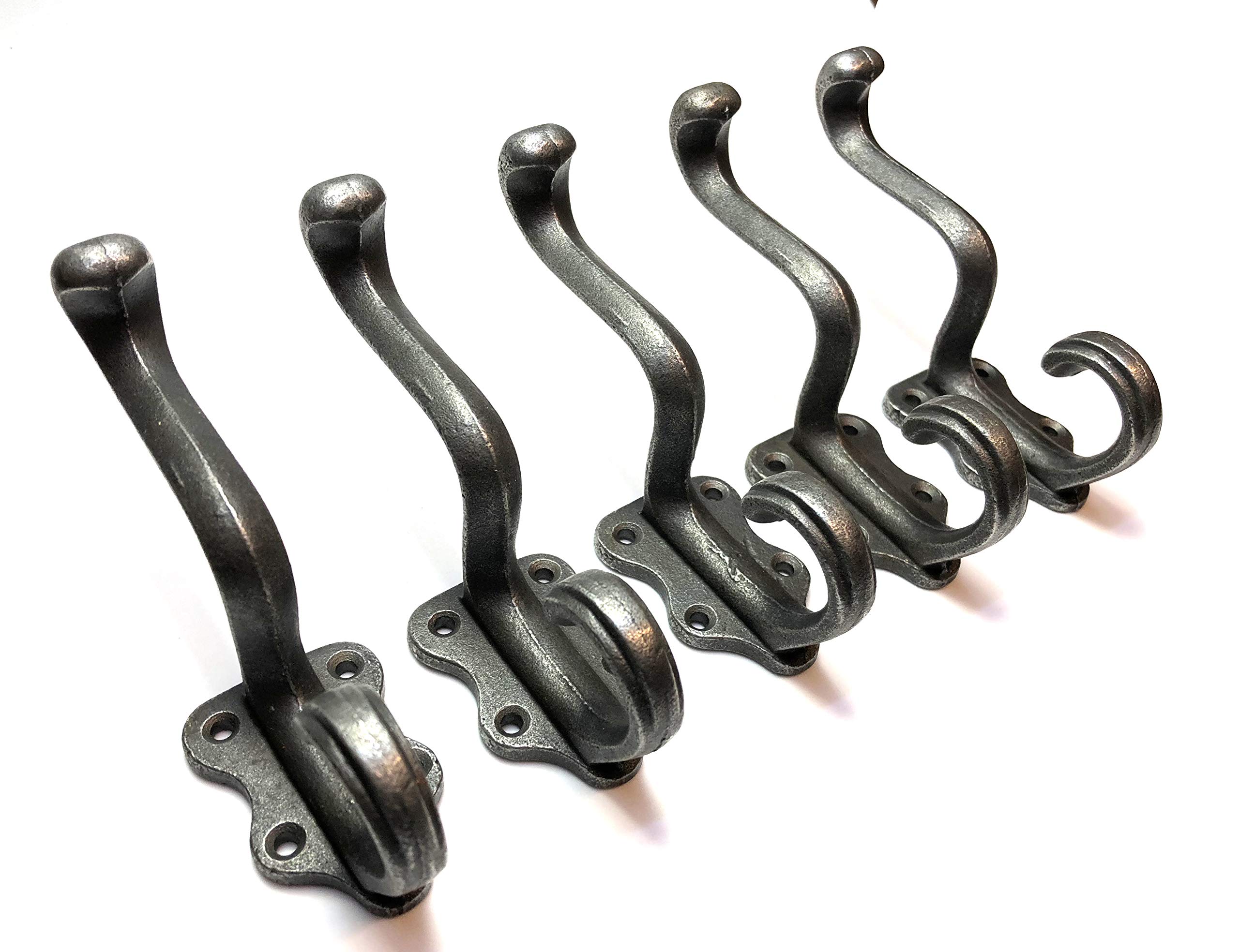 Pack of 5 - Antique Cast Iron Classic Coat Hook - 4 Hole 150mm