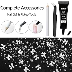 VOTACOS Nail Art Charms White Bow Nail Rhinestones