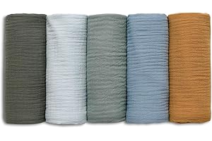 LYRICHOM BABY Muslin Receiving Blankets, Neutral Blanket Swaddling for Newborn Boys and Girls, 5 Pack Breathable and Skin-Friendly Swaddle Wrap for Infant Baby (Bright Colors)
