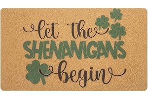 HinyBoeh St.Patricks-Day-Welcome-Doormat for Spring-Outdoor - Lucky-Shamrock-Coir-Front-Door-Mat with Non-Slip for Irish Home Decor(30 * 17inch)