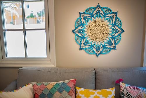 Amazon Com Mandala Wood Home Decor Turquoise Gold Geometric