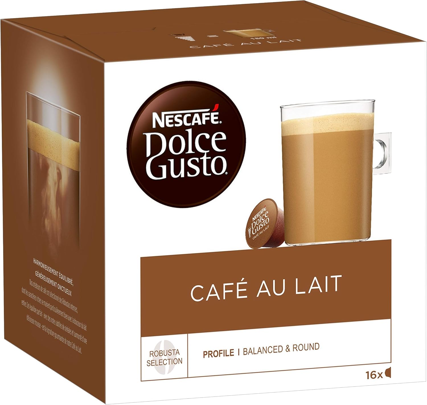 Nescafé Dolce Gusto Café au Lait Café 48 Capsules (Lot de 3 boîtes