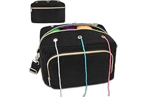 UAWSYUT Crochet Bag Organizer, Yarn Storage Organizer, Yarn Holder for Crochet with Adjustable Shoulder Straps, Knitting Bag for Crocheting, Crochet Hook Case Gifts for Crocheters (Black)
