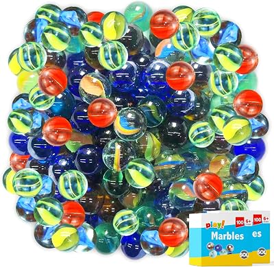 SOL Traditional Glass Marbles 200pk Cat’s Eye Assorted Colours Kids Toys