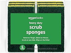 Amazon Basics Cleaning Sponges, Multipurpose, Heavy Duty Scrub Sponges, Yellow/Green, 6-Pack