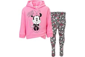 Disney Minnie Mouse Fleece Pullover Crossover Hoodie and Leggings Outfit Set Infant to Big Kid Sizes (12 Months - 14-16)
