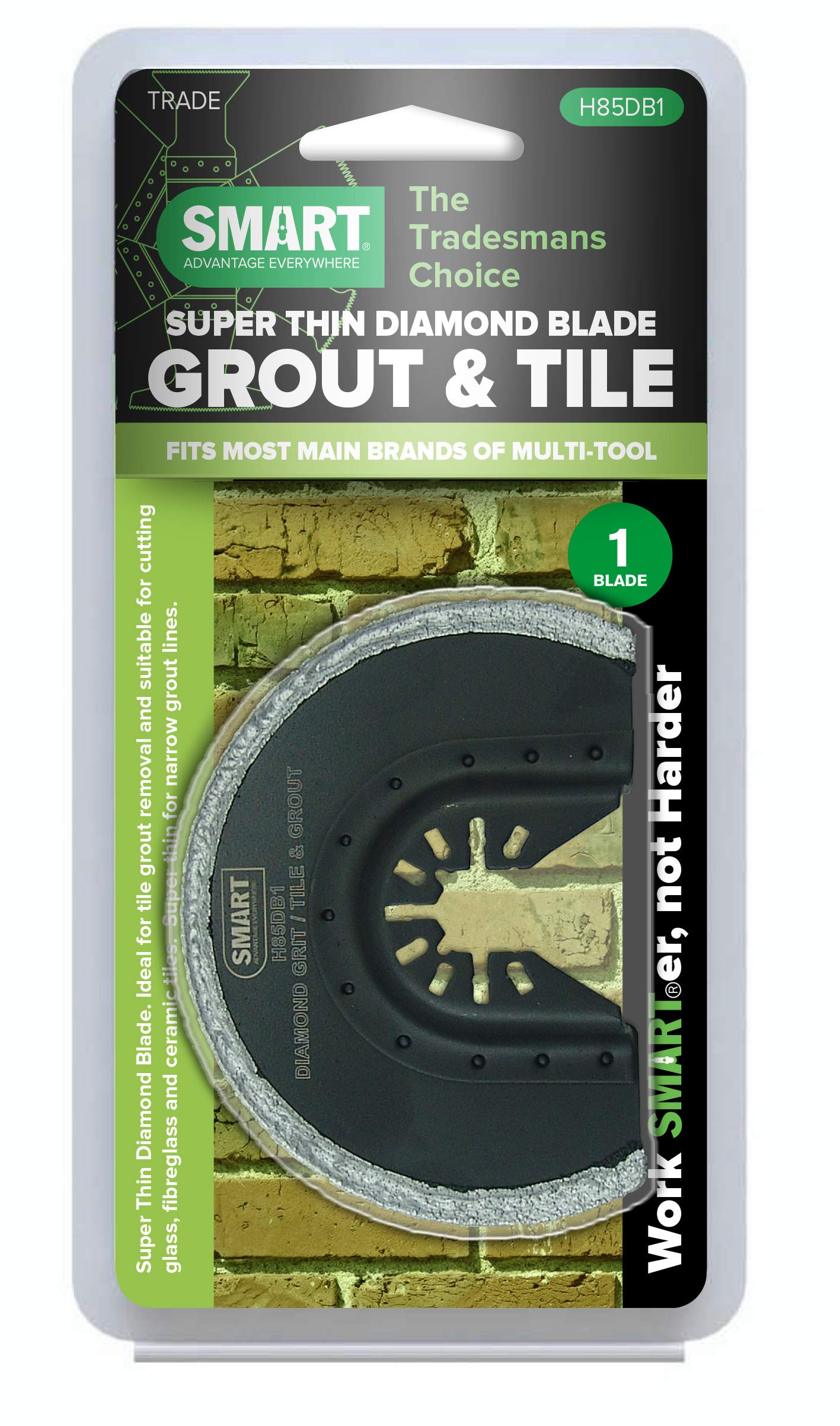 Smart H85DB1 Trade 85 mm Super Thin Diamond Embedded Grout Blade, black, silver