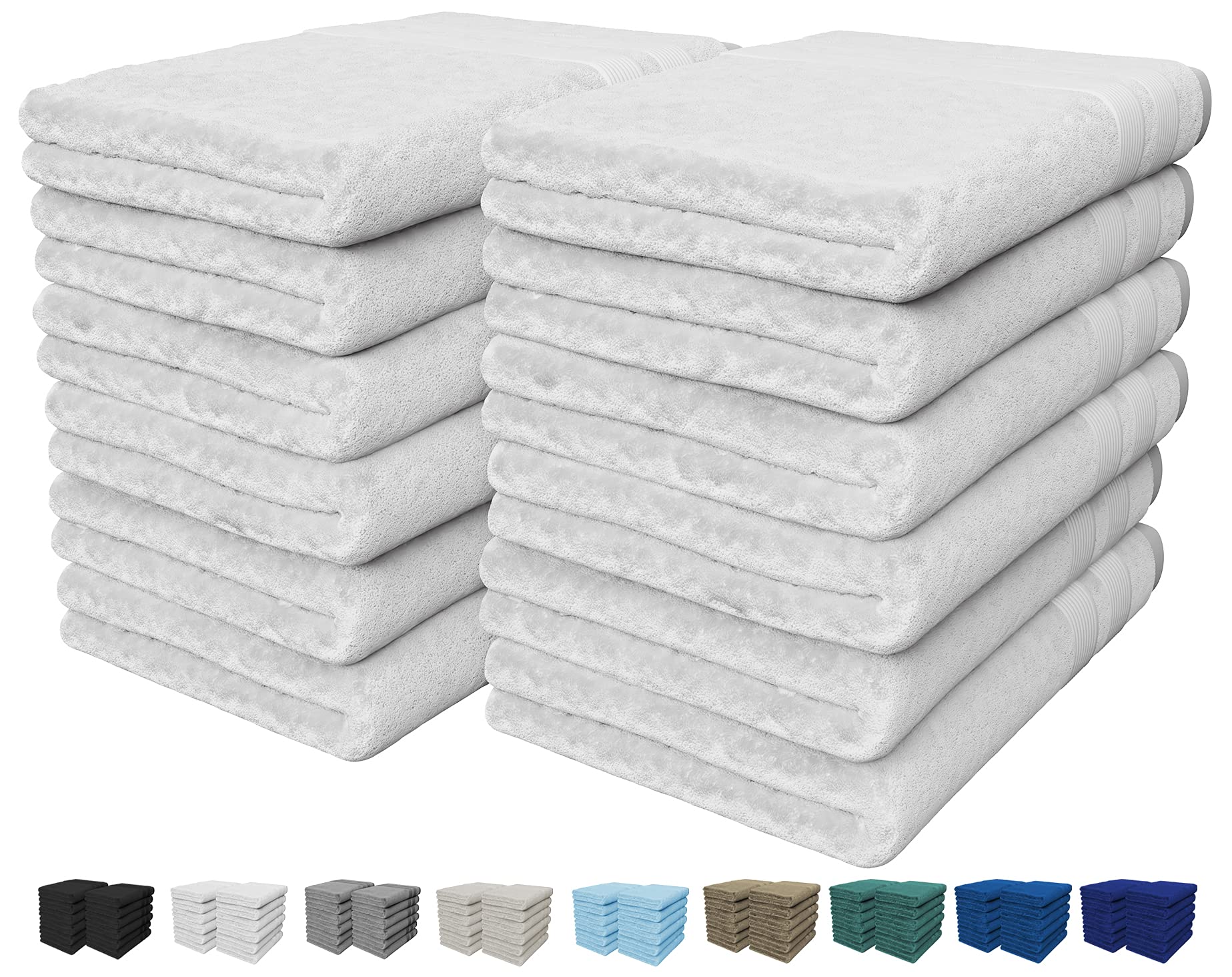 Vozbi Face Towels - Cotton Washcloths Set - 30 x 30 cm, 100% Ring Spun Cotton, Premium Quality Flannel Face Cloths, Highly Absorbent and Soft Feel Fingertip Towels (12 Pack - White)
