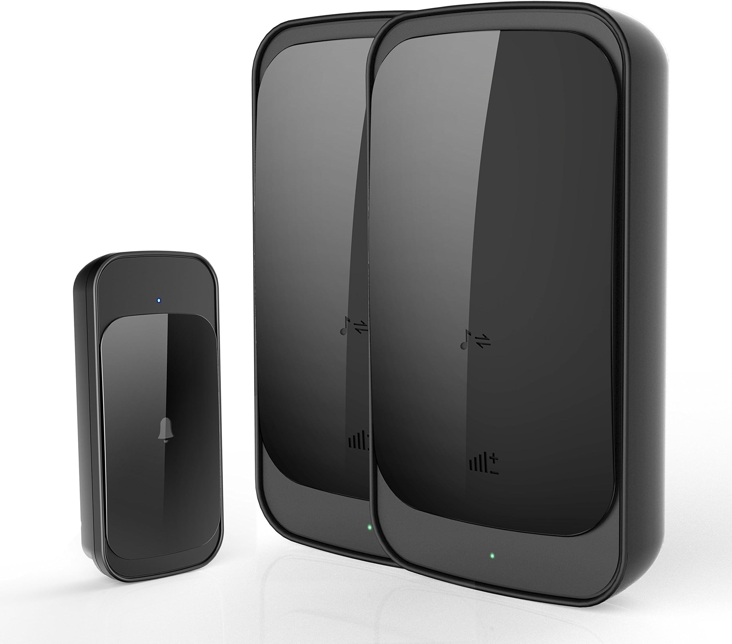 anni Wireless Doorbell Waterproof with 2 Plug-in receivers, 1 Remote Touch Transmitter (Battery Operated Included), 58 Polyhphonic Music for option, Operating at 500-feet Range(UK Plug)