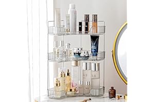 Weidace Corner Bathroom Counter Organizer Bathroom Countertop Shelf Makeup Organizer for Vanity Perfume Tray for Corner Storage (3 Tiers, Grey)