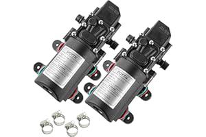 Doytn 12V Diaphragm Water Pump – 1.2 GPM 80 PSI Self Priming Sprayer Pump with Pressure Switch, Hose Clamps – for RV, Camper, Marine, Boat, Garden, Car Wash Set of 2