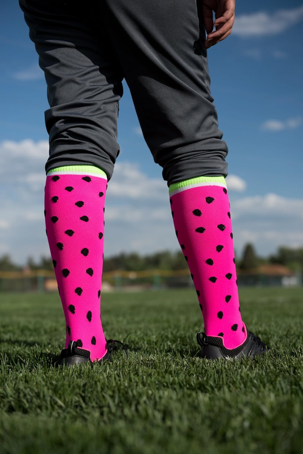 MadSportsStuff Neon Watermelon Athletic Over The Calf Socks : Clothing