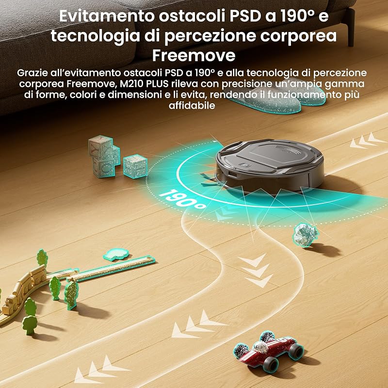 M210 PLUS Robot Aspirapolvere con Mappatura, Ultrasottile 8cm,6000Pa