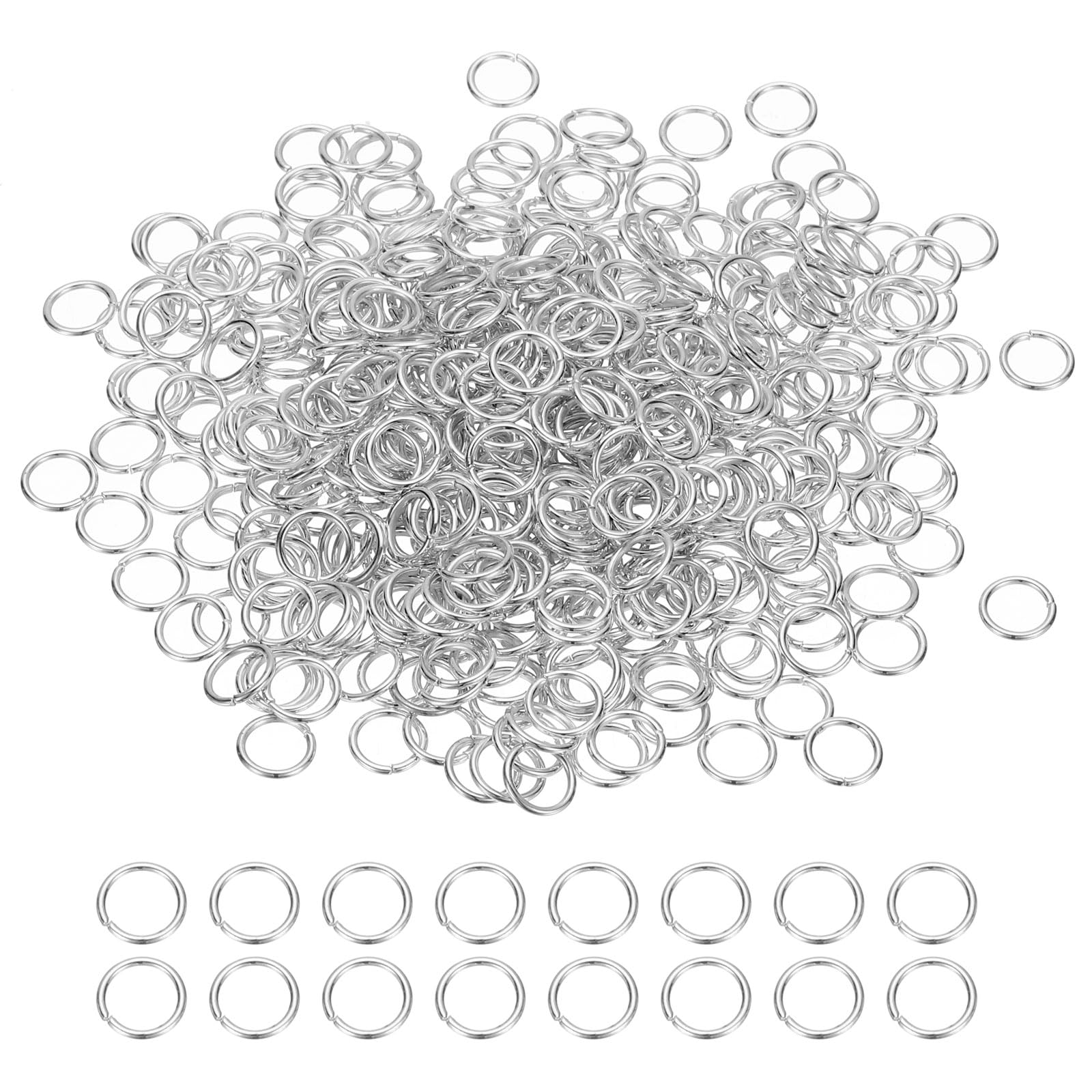 PATIKIL Open Jump Rings, 2000 Pcs 8mm Round Ring Charm Loops Connector for Jewelry Making Supplies DIY Craft Keychains Necklaces Earrings, Silver Tone