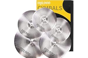 Musoo Low Volume Cymbals Pack 60%-70% 14/16/18/20 Inches Quiet Cymbals, Set of 5 pcs for Practice