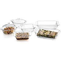 Libbey Baker's Premium 6-Piece Glass Casserole Baking Dish Set with 2 Covers