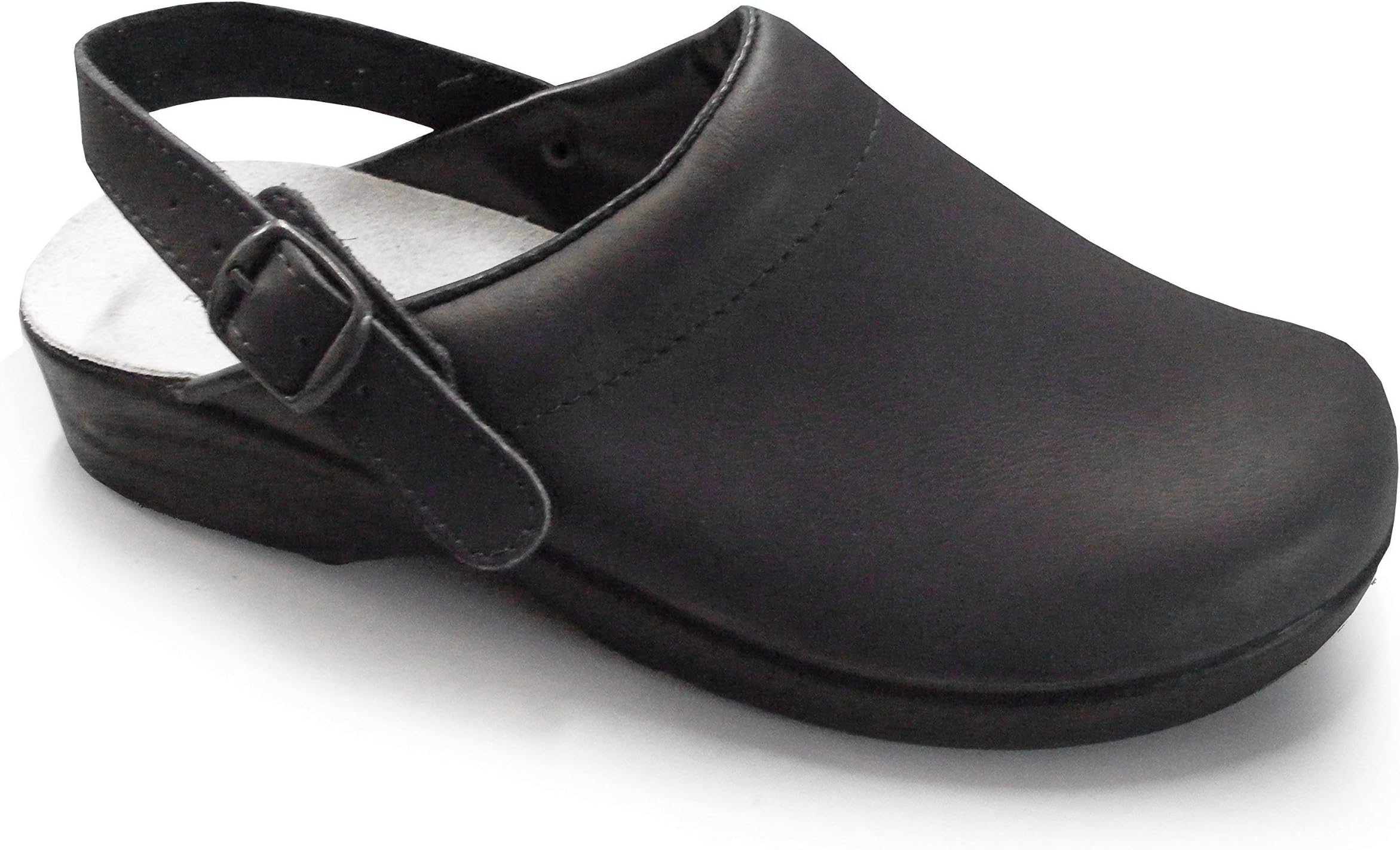 Soldini Comfort Clog - Comfortable Italian Leather Nursing Clogs for Healthcare Professionals (UK 3 / EU 36, Black)