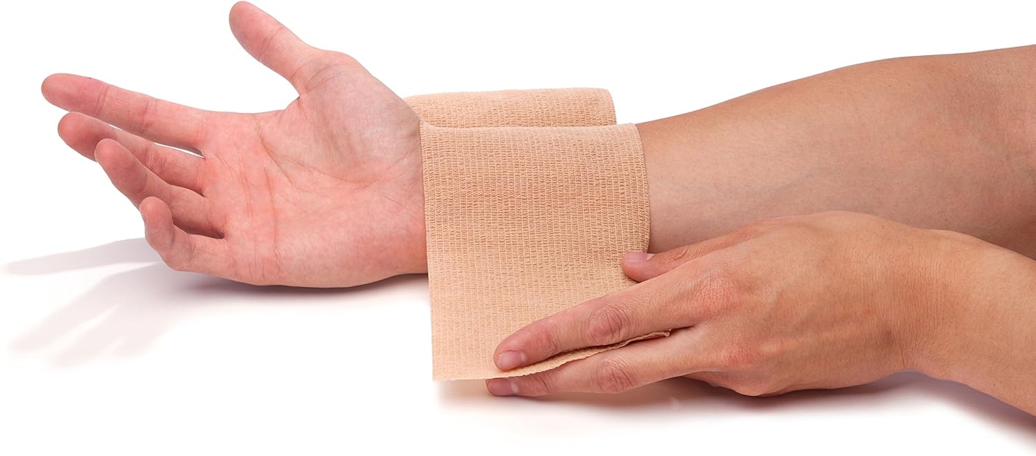 8-Piece Self Adherent Cohesive Wrap Bandages Bundle Pack, 3-in Wide 5 yds Self Adhesive Non Woven Bandage Rolls, Brown Athletic Tape for Wrist & Hand, Premium-Grade Medical Stretch Wrap, Ankle Tape: Health & Personal Care