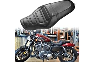 DREAMIZER Motorcycle Two Up Seat Front Driver Rear Passenger Rider Seats Compatible with Harley Davidson Sportster Iron 883 1200 Chopper Bobber Cafe Racer Custom - Black，Check