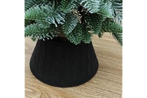 Slsxip 7.5 Inch Knitted Christmas Tree Collar, Rustic Mini Tree Skirt Base Cover for Small Tabletop Trees, Holiday Home Decor