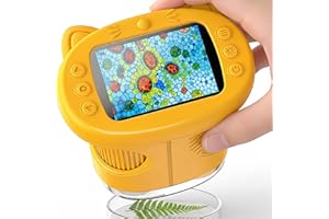 OAEBLLE Kids Microscope, 1000X 4K Portable Mini Pocket Microscope with 2.4″ IPS Screen & 8 LEDs, Rechargeable, STEM Education