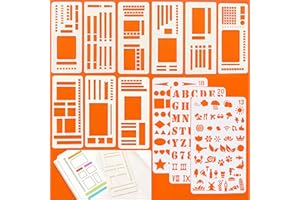 12 Pcs Planner Stencils, Reusable Flexible Plastic Record Template, 5mm Calendar & Bullet Journal Stencils for Planners, Fits