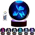 3D Butterfly Crystal Ball Lamp,Lifelike Three Butterflies Night Light,16 Colors Changing Light,Dimmable Remote Control,Butterfly Gift Lamp (Butterfly)