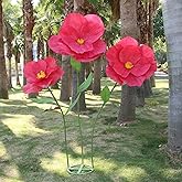 5.9 Ft Large Paper Artificial Flowers,Giant Flowers for Decoration,Standing Huge Handcrafted Poppy Flowers for Garden,Hotel,Office,Photography Props,Wedding,Art Gallery,Shop Window Display(B-Red)
