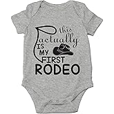 AW Fashions This Is Actually My First Rodeo Baby Bodysuit Adorable Newborn Girl Boy Clothes Newborn Romper