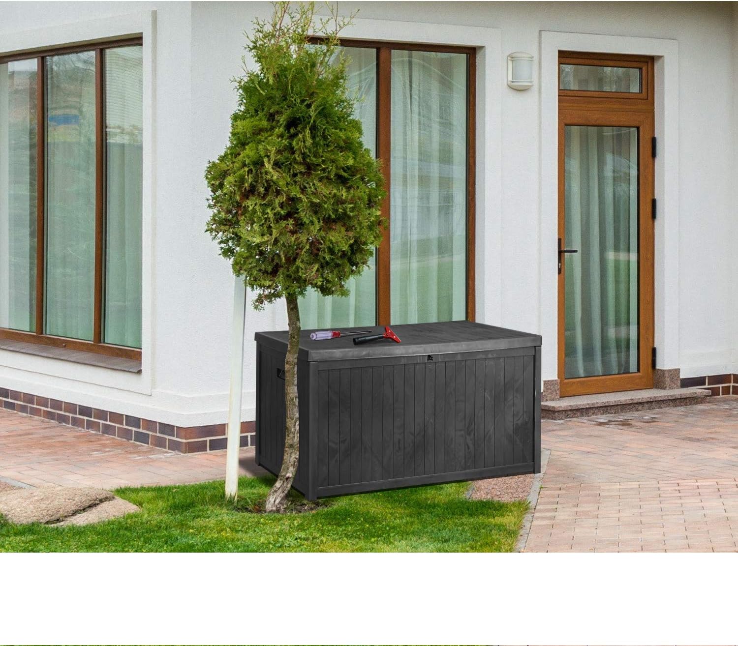 Patio Cushion Storage Box Waterproof Outdoor Deck Storage Box Lockable for Garden, Backyard, Pool, Lawn 120 -Gallons(Black) : Garden & Outdoor
