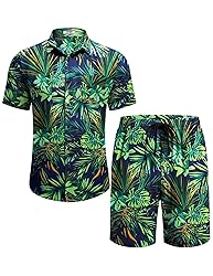 COOFANDY Men's Hawaiian Matching Set Summer
