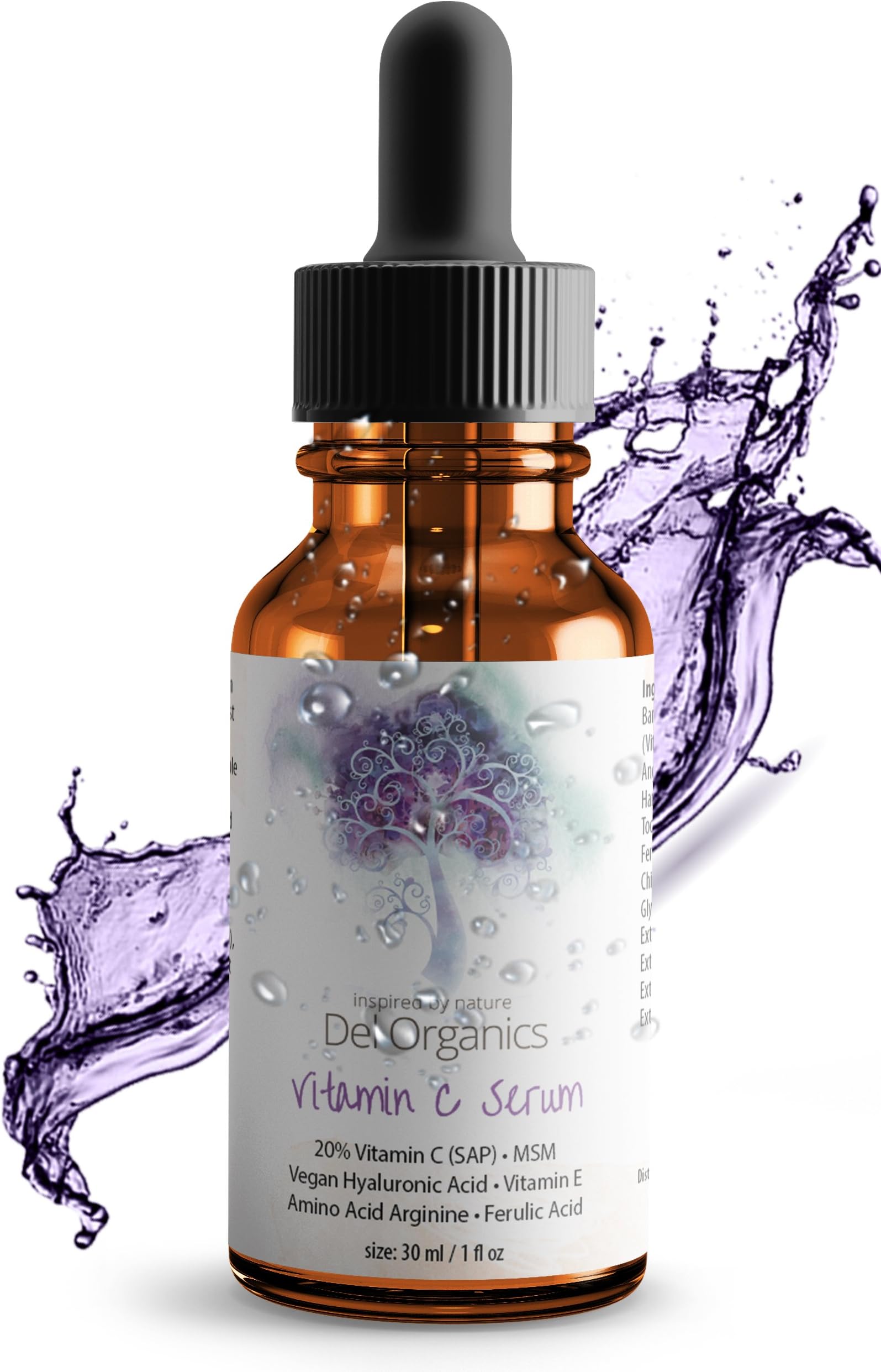 20% Micro-Encapsulated Vitamin C Serum: Vegan Hyaluronic Acid+Vit E+MSM; 76% Organic; Boosts Collagen Production, Antioxidant, Anti Aging; Lightens Scars; Whitening Serum