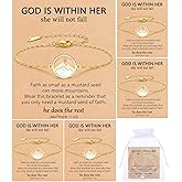 Tondiamo 6 Pcs Mustard Seed Faith Bracelets with Cards Mustard Seed Link Bracelet Jewelry Bulk Catholic Christian Birthday Gifts for Women Inspirational Religious Christian Gifts