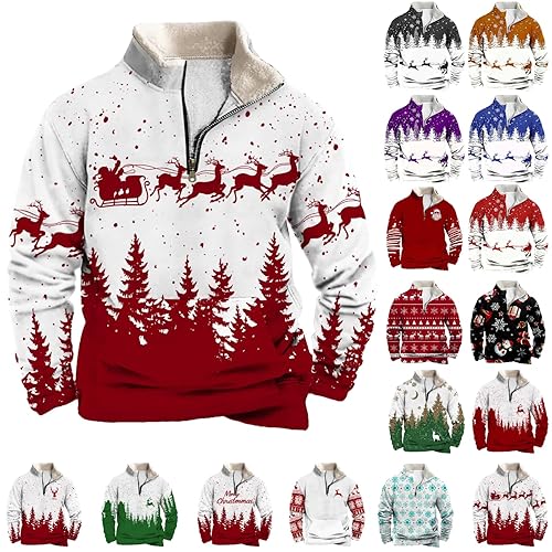 ZJKESDIOAW Christmas Jumpers Men,Christmas Jumpers for Men Funny Christmas Sweater Xmas Jumper Men's Sweatshirt 3D Printed Hoodies Warm Pullover Winter Clothes